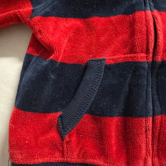 Ralph Lauren - Full Zip red/navy hooded Velour Baby jacket/hoodie - Picture 3 of 6